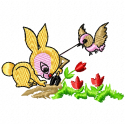 Rabbits Embroidery Design 2